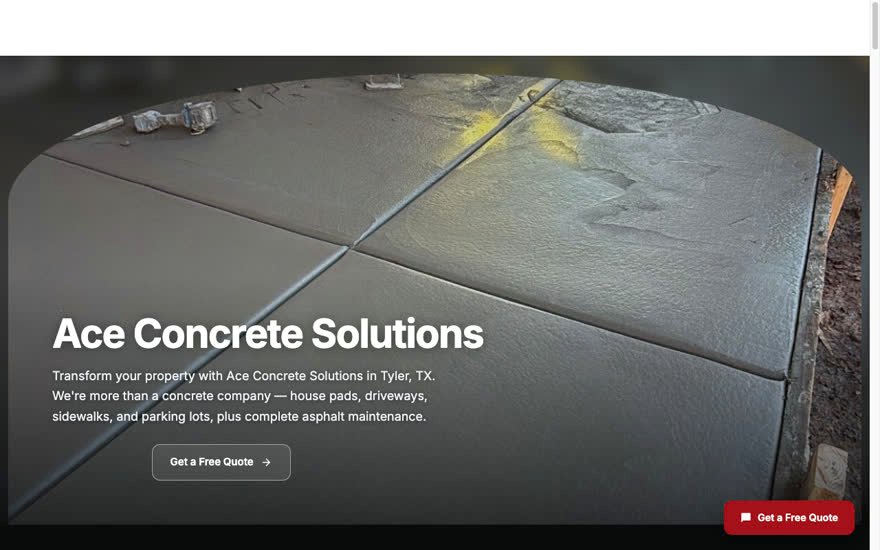 Ace Concrete Solutions homepage