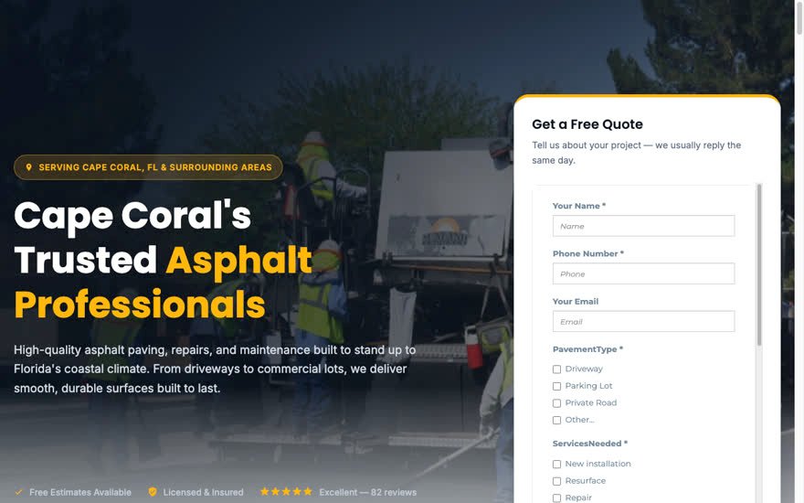Cape Coral Paving Co. homepage