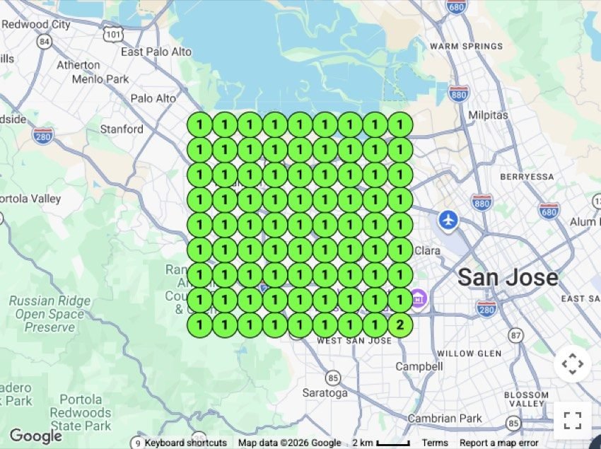 Auto glass repair map pack geo-grid ranking report for Sunnyvale / San Jose, CA